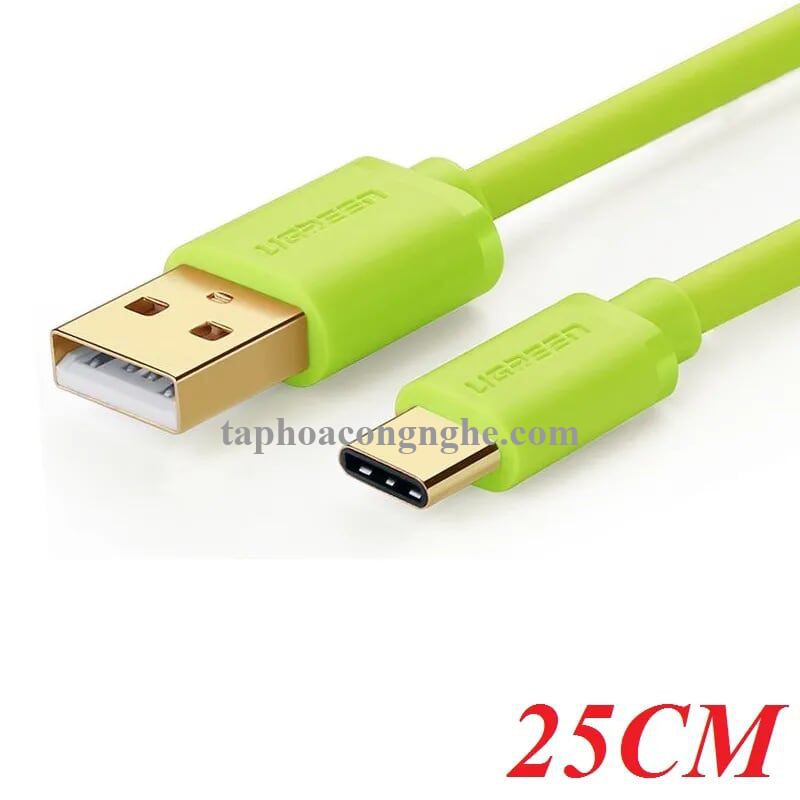 Ugreen 10659 25CM Màu xanh lá Cáp Usb 2.0 Sang Type C mạ vàng US141 30010659